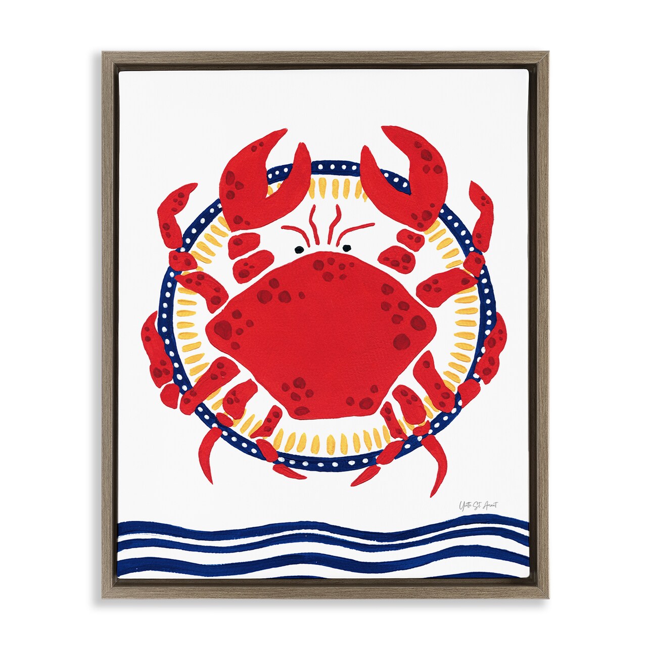 Stupell Industries Kitschy Coastal Crab Floater Framed Canvas Wall Art Design by Yvette St. Amant